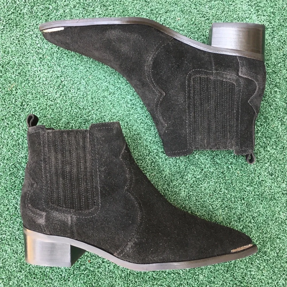 NWT Marc Fisher Yohani Pointed Toe Western Boot Suede Black 7.5